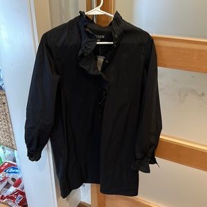 J crew shirt dress- navy, ruffle collar